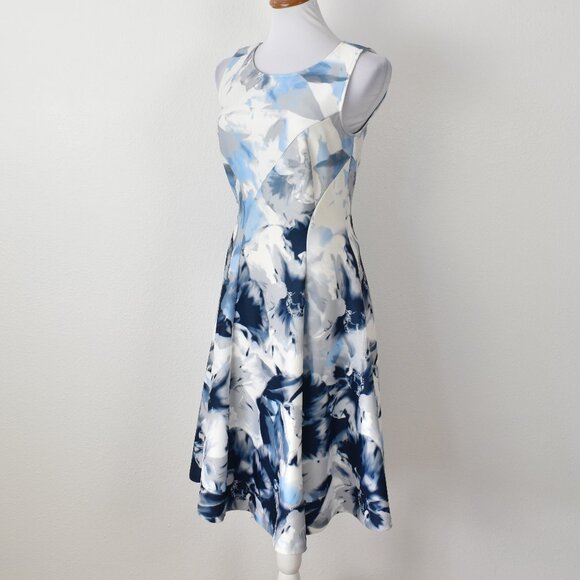 Calvin Klein Floral Fit and Flare Scuba Dress - 8 - Picture 7 of 9